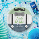 Baby douche groene marineblauw klein man thema papieren bordje (Feest)
