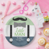 Baby douche groene marineblauw klein man thema papieren bordje (Feest)