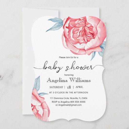 Baby douche Uitnodigingen Bloemen (Voorkant)