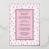 Baby Douche Uitnodigingen Bloemen Roze Zilver Scha (Voorkant)