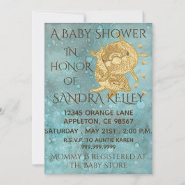 Baby douche uitnodigingen "Gouden Dolfijnen/Moeder