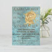 Baby douche uitnodigingen "Gouden Dolfijnen/Moeder (Staand voorkant)