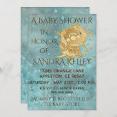 Baby douche uitnodigingen "Gouden Dolfijnen/Moeder (Voorkant / Achterkant)