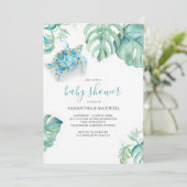 Baby Douche Uitnodigingen Jongen Tropisch Zee Schi (Staand voorkant)