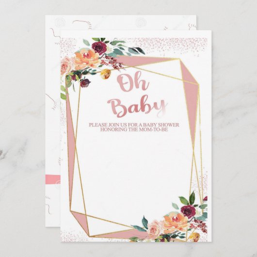 Baby Douche Uitnodigingen Kaart Voor Jongen & Meis (Voorkant / Achterkant)