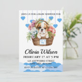 Baby douche uitnodigingen, Puppy thema uitnodiging (Staand voorkant)