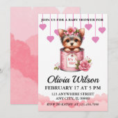 Baby douche uitnodigingen, Puppy thema uitnodiging (Voorkant / Achterkant)