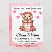 Baby douche uitnodigingen, Puppy thema uitnodiging (Voorkant / Achterkant)