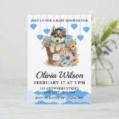 Baby douche uitnodigingen, Puppy thema uitnodiging (Staand voorkant)