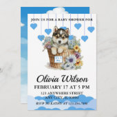 Baby douche uitnodigingen, Puppy thema uitnodiging (Voorkant / Achterkant)