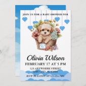 Baby douche uitnodigingen, Puppy thema uitnodiging (Voorkant / Achterkant)