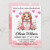 Baby douche uitnodigingen, Puppy thema uitnodiging (Voorkant / Achterkant)