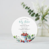 Baby Douche Uitnodigingen Waterverf Aardbeien (Staand voorkant)