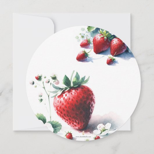Baby Douche Uitnodigingen Waterverf Aardbeien (Achterkant)