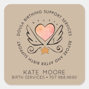 Baby Doula Birth Coach Midechtgenote Badge Vierkante Sticker