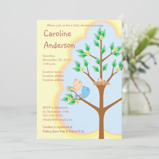 Baby douwer-uitvindingen van de vogelfamilie kaart (Staand voorkant)