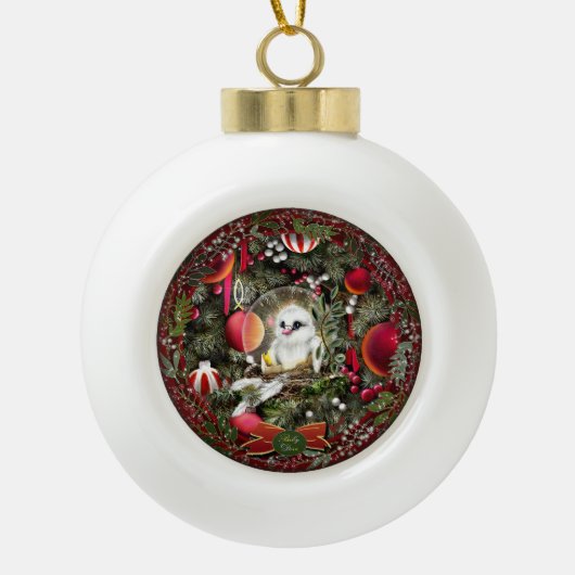 Baby Dove Keramische Bal Ornament (Voorkant)