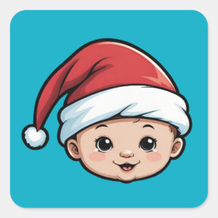 Baby draagt kerstmuts vierkante sticker