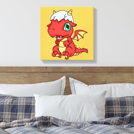 Baby draak 12 x 12 canvas afdruk (Insitu (Slaapkamer))