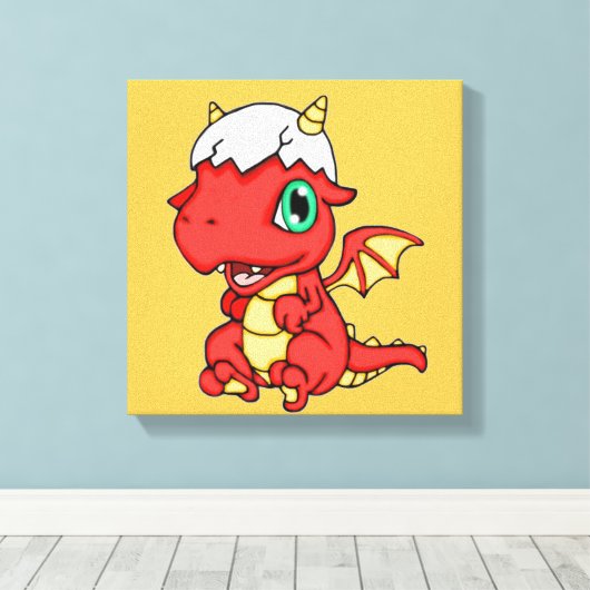 Baby draak 12 x 12 canvas afdruk (Insitu (Houten vloer))