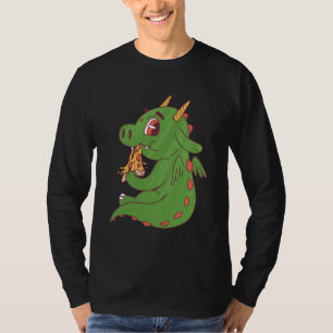 Baby Draak Eet Lekkere Pizzapunt Ontwerp T-shirt