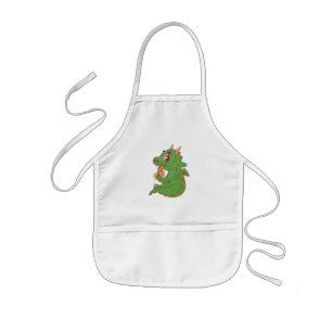 Baby Draak Eet Lekkere Pizzaslice Ontwerp Kinder Schort