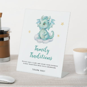 Baby Draak Familie Tradities Reclamebord Met Voetstuk