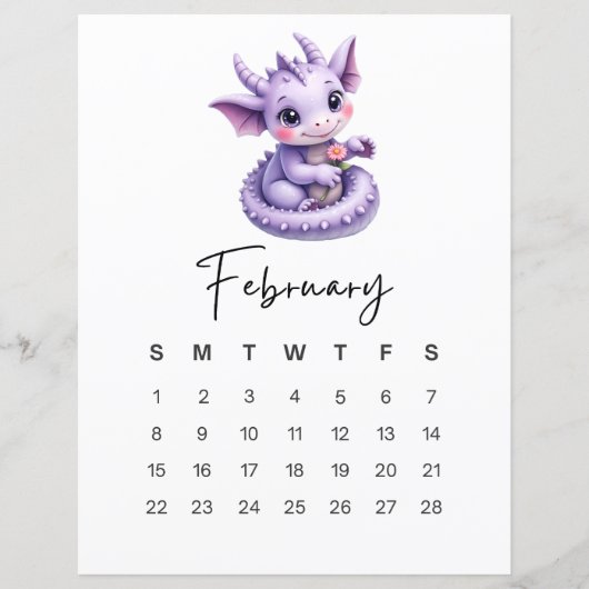 Baby Draak Februari Lieve Fantasy Maandkalender (Voorkant)