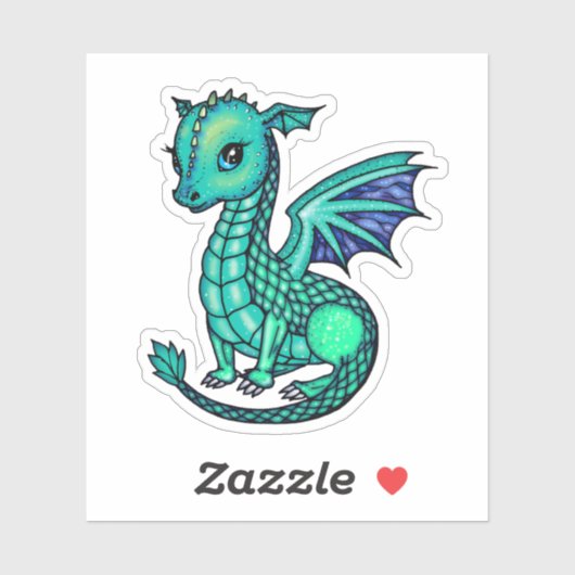 Baby Draak Illustratie Glinsterende Draken Sticker (Vel)