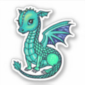 Baby Draak Illustratie Glinsterende Draken Sticker (Voorkant)