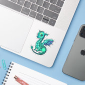 Baby Draak Illustratie Glinsterende Draken Sticker (Laptop met iPhone)