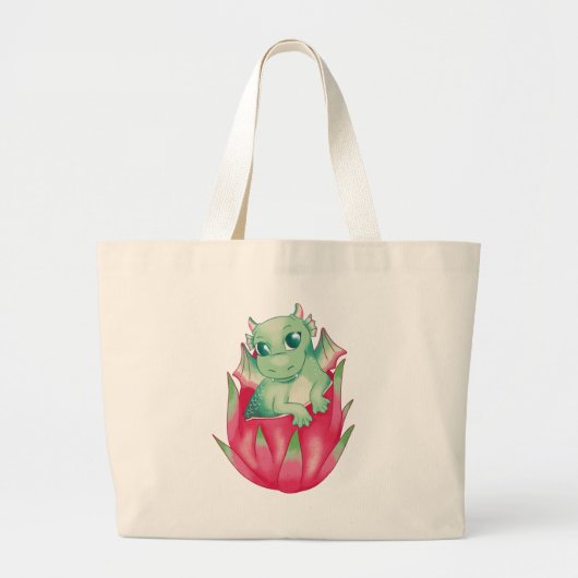 Baby Draak in een drakenfruit Grote Tote Bag (Voorkant)
