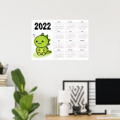 Baby draak Kalender 2022 Poster - Zondag start (Thuiskantoor)