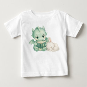 Baby Draak Leest Boek Waterverf Kinderkamer Kids