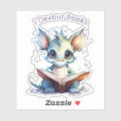 *~* Baby Draak leest - IK Verslind Boeken AP88 Sticker (Vel)