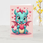 Baby Draak Liefdes Hart Kaart (Gele Bloem)