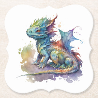 Baby draak met waterkleur, onderzetter