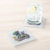 Baby draak met waterkleur, onderzetter (Schuin)