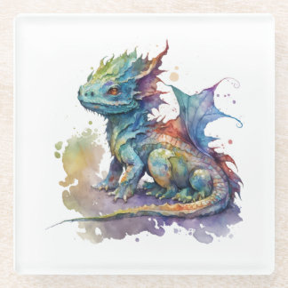 Baby draak met waterkleur, onderzetter