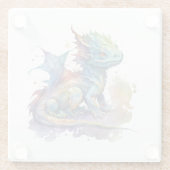 Baby draak met waterkleur, onderzetter (Achterkant)