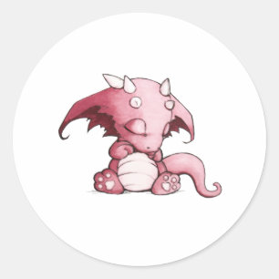 baby draak slapen ronde sticker