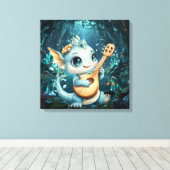 Baby Draak Tunes Canvas Afdruk (Insitu (Houten vloer))
