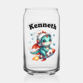 Baby-draak vliegt tussen de sterren blikvorm glas (Achterkant)