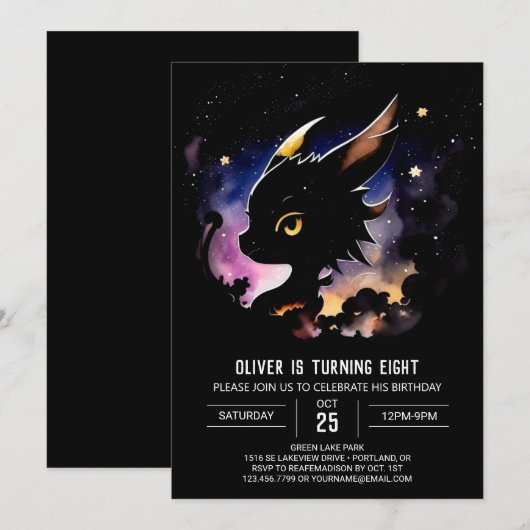 Baby Draak's Betoverde Verjaardag Kaart (Voorkant / Achterkant)