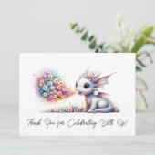 Baby Dragon Ademend Bloemvuur Dank u Bedankkaart (Staand voorkant)