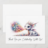 Baby Dragon Ademend Bloemvuur Dank u Bedankkaart (Voorkant / Achterkant)
