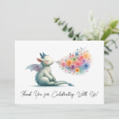 Baby Dragon Ademend Bloemvuur Dank u Bedankkaart (Staand voorkant)