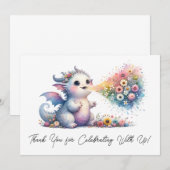 Baby Dragon Ademend Bloemvuur Dank u Bedankkaart (Voorkant / Achterkant)
