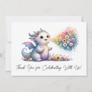 Baby Dragon Ademend Bloemvuur Dank u Bedankkaart
