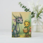 Baby Dragon and Elf With Eggs Briefkaart (Staand voorkant)
